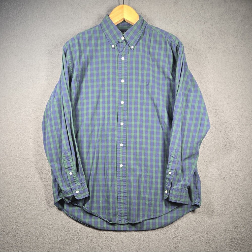 Polo Ralph Lauren Men's Shirt L 17 Yamouth Plaid Green Tartan Classic Fit
